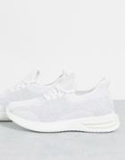 Brave Soul Flyknit Sneakers In White/gray Mix