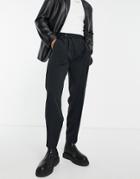 Asos Design Oversized Tapered Smart Pants In Black With Fly Detail