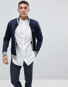 Armani Exchange Tricot Side Stripe Sweat Zip Through In Navy - Navy