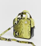 Sacred Hawk Yellow Snake Box Bag With Cross Body Strap - Yellow