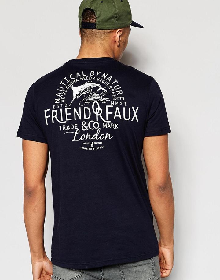 Friend Or Faux T-shirt Bluefin Back Print - Navy
