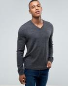 Asos V-neck Sweater In Charcoal - Gray