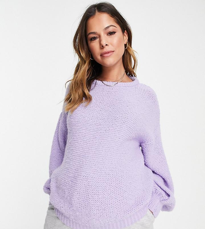 Asos Design Maternity Oversized Crew Neck Sweater In Lilac-purple