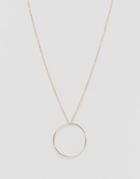 Pieces Belinda Long Circle Necklace - Rose Gold