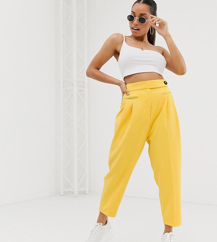 Asos Design Petite Dad Pants In Bright Yellow Pop - Yellow