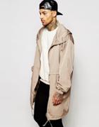 Asos Parka With Oversized Fit In Stone - Stone