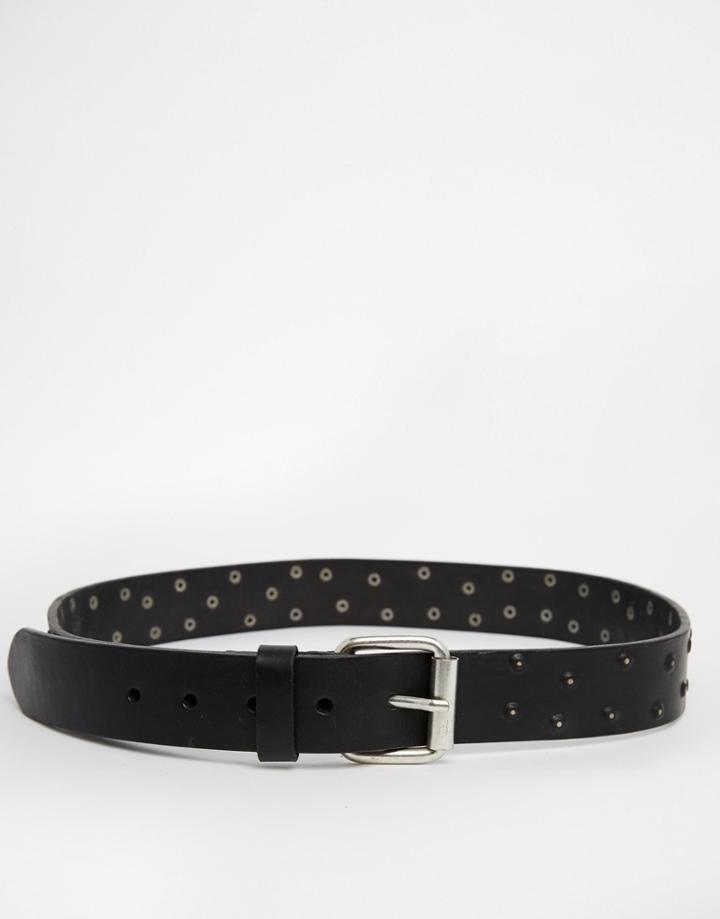 Pieces Tait Leather Stud Belt - Black