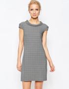 Closet Houndstooth Shift Dress - Black