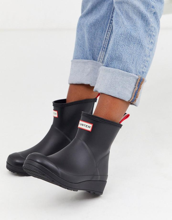 Hunter Original Play Short Vegan Wellington Boots In Black