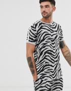 Le Breve Zebra Print Lounge T-shirt-gray