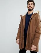 Le Breve Hooded Jacket With Fleece Lining - Brown