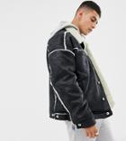 Collusion Faux Shearling Jacket In Black