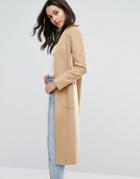 Helene Berman Edge To Edge Lightweight Wool Blend Duster Coat - Brown
