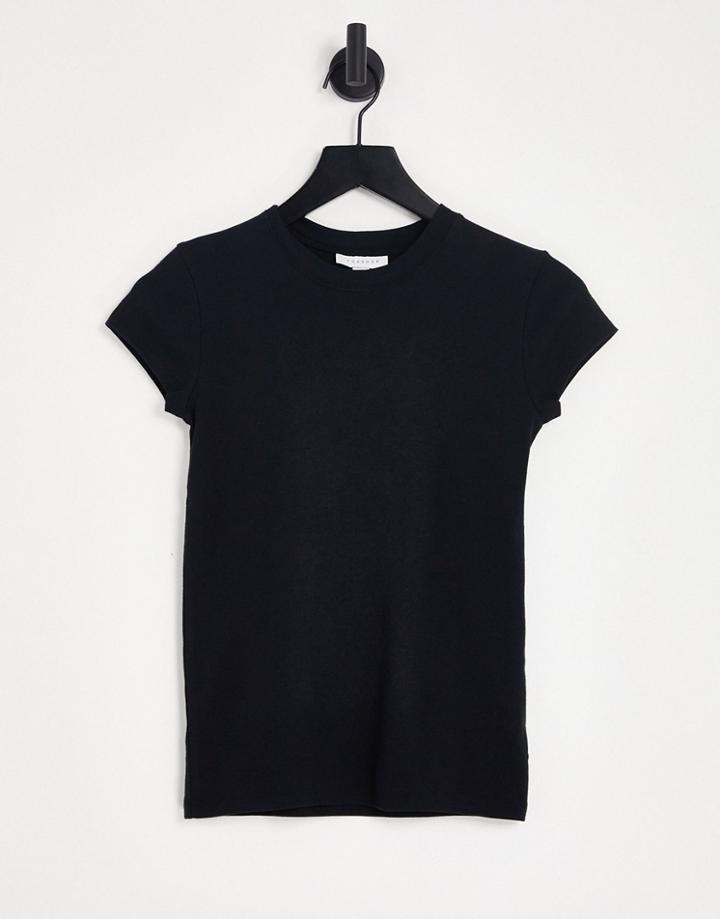 Topshop Longline Everyday Tee In Black