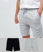 Asos Design Jersey Skinny Shorts 2 Pack Black/gray Marl Save - Multi