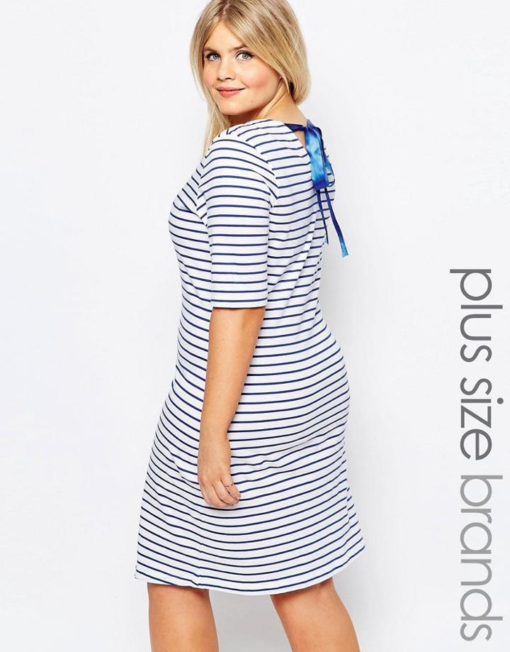 Junarose Jersey Stripe Dress With Bow Back - Multi