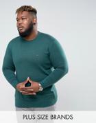 Tommy Hilfiger Plus Crew Neck Sweater Cotton Silk In Green - Green