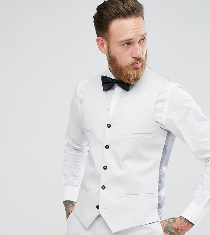 Noak Slim Wedding Vest In Gray - Gray