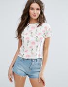 Asos T-shirt In Retro Tropical Print - Multi