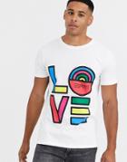 Esprit T-shirt With Rainbow Love Print In White