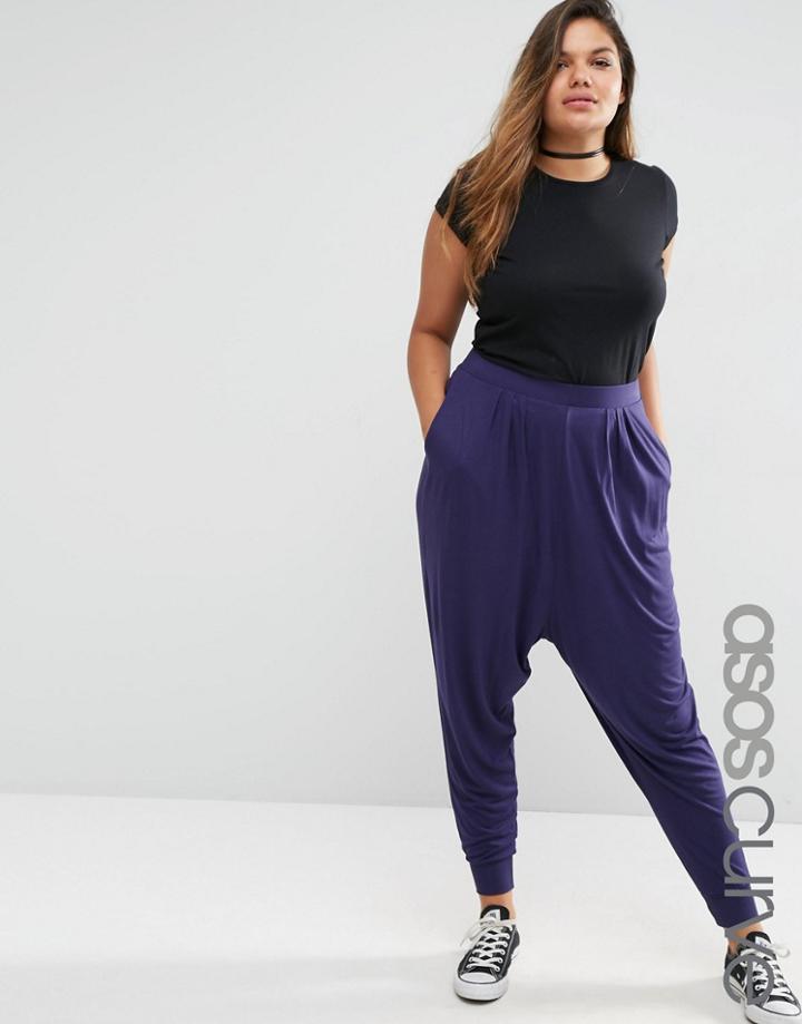 Asos Curve Harem Pants In Jersey - Navy