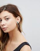 Orelia Charm Drop Front & Back Statement Earrings - Gold