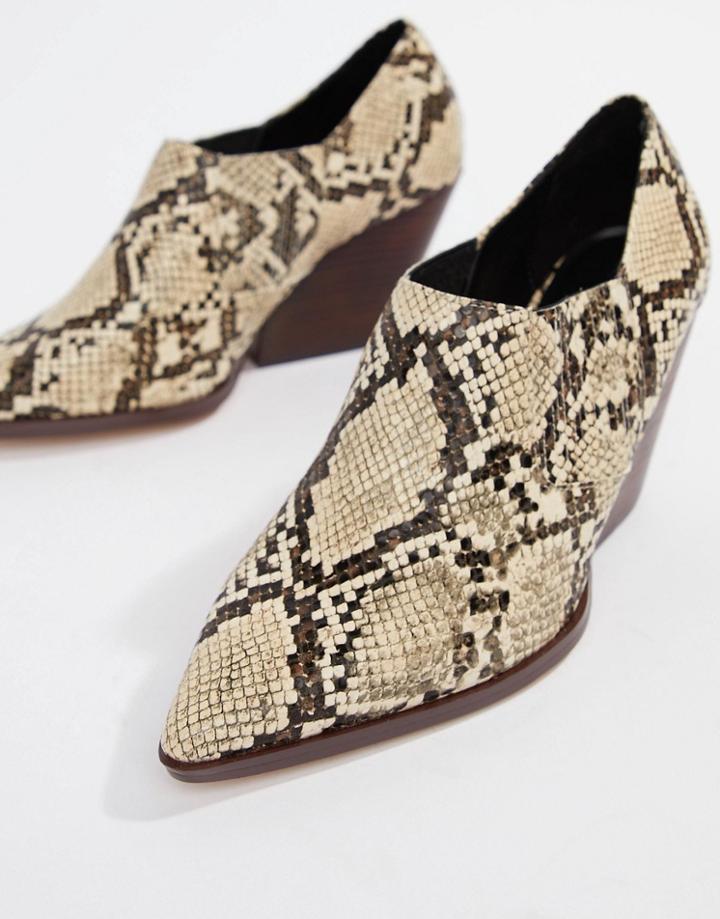 Mango Stacked Heel Ankle Boot In Snake Effect - Multi