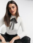 River Island Fluffy Knit Sweater In Ivory-white