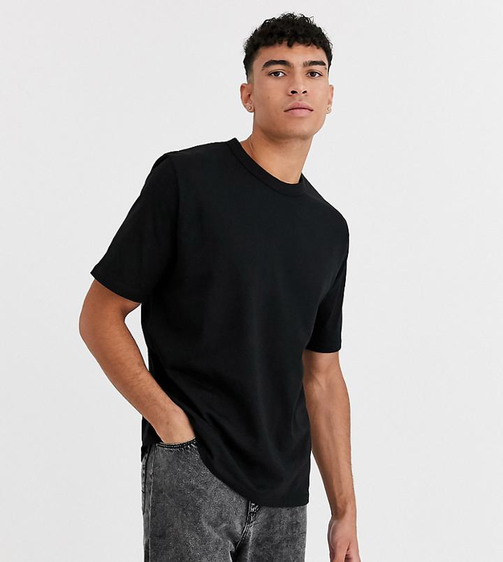 Asos White Tall Loose Fit Heavyweight T-shirt In Black