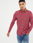 Asos Design Skinny Check Shirt In Red Plaid