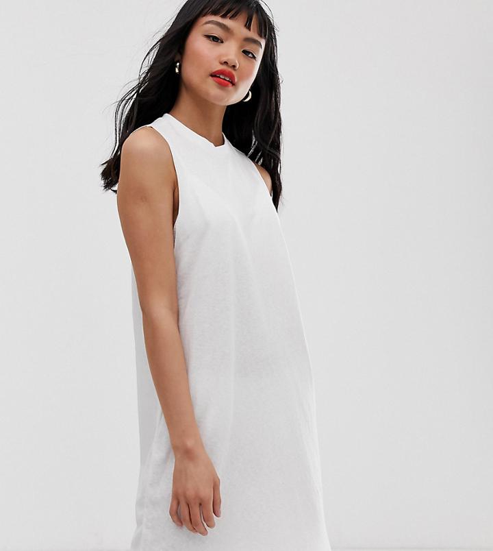 Asos Design Petite Slub Tank Dress-white