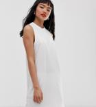 Asos Design Petite Slub Tank Dress-white