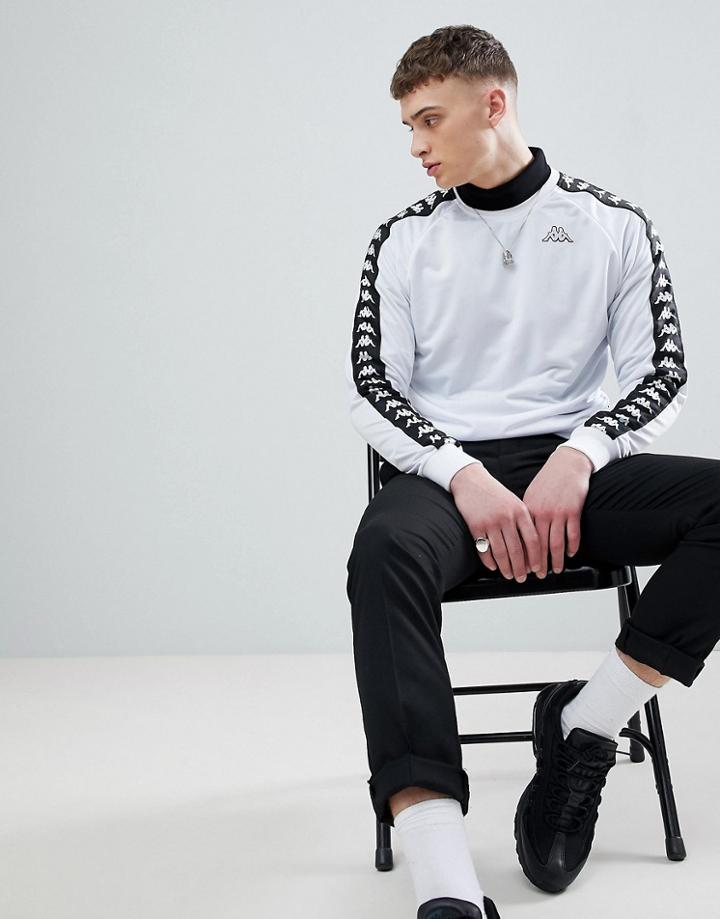 Kappa Poly Tricot Sweatshirt With Banda Taping In White - White