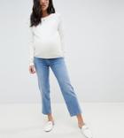 Asos Design Maternity Farleigh High Waist Straight Leg Jeans In Stone Wash Blue - Blue