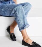 London Rebel Wide Fit Metal Trim Loafers With Tassle In Black