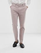 Asos Design Wedding Skinny Stretch Cotton Suit Pants In Mink - Beige
