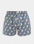 Gilly Hicks Banana Print Woven Boxer Shorts In Dark Blue