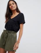 Abercrombie & Fitch Deep V Neck T-shirt - Black