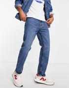 Pull & Bear Vintage Straight Leg Jeans In Blue-blues