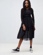 New Look Spot Mesh Dress - Black