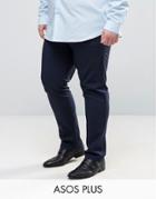 Asos Plus Skinny Smart Pants In Navy - Navy