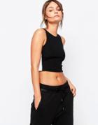 New Look Color Block Crop Top - Black