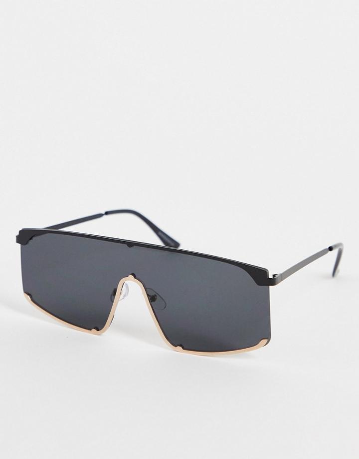 Madein Oversized Shield Glasses In Black