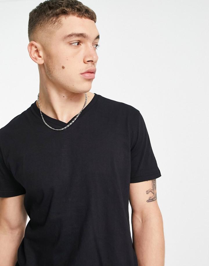 Brave Soul V-neck T-shirt In Black