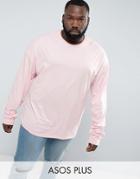Asos Plus Oversized Long Sleeve T-shirt With Super Long Sleeves In Pink - Pink