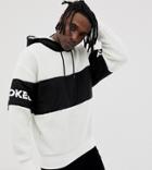 Crooked Tongues Oversized Hoodie In Borg With Front Logo - White