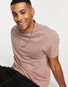 Asos Design Organic Cotton Blend T-shirt With Crew Neck In Light Brown