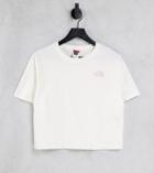 The North Face Simple Dome Cropped T-shirt In White/pink Exclusive At Asos
