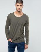 Hugo By Hugo Boss Doopso Slim Fit Long Sleeve T-shirt In Khaki - Green
