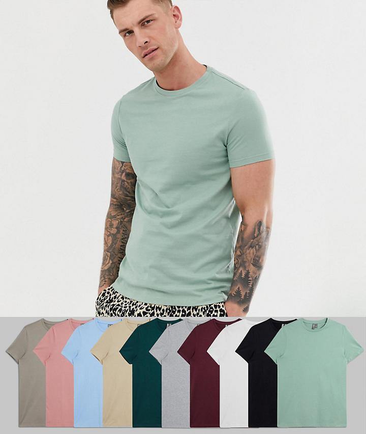 Asos Design Organic T-shirt With Crew Neck - Multi